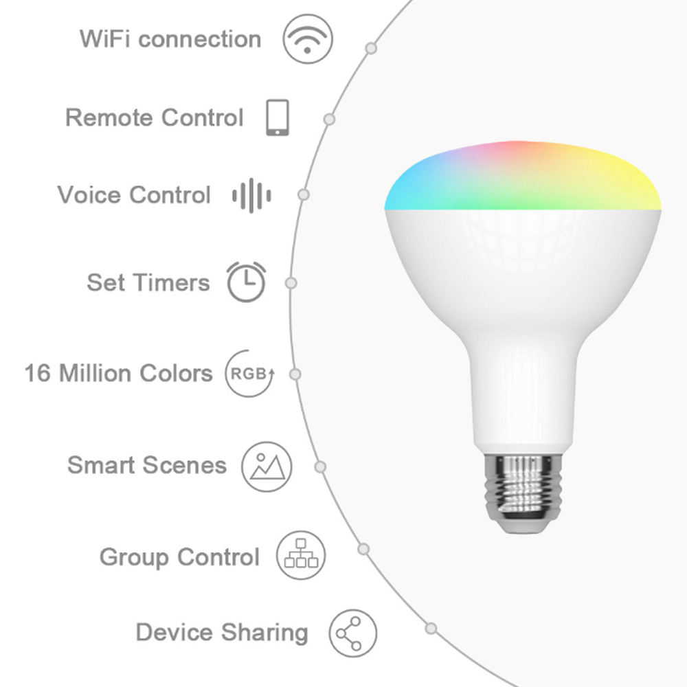 HONPNK030 Tuya Smart WiFi Light Bulb LED Bulb Alexa EU US Standard RGB Rainbow 12W Light Bulb