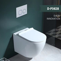 Vente en gros européenne de toilettes au design moderne cuvettes de toilettes murales en céramique filigrane sans rebord toilette suspendue au mur