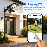 Lampu Jalan Tenaga Surya All in One dengan Kamera Keamanan 6MP 4G WiFi PTZ Deteksi Gerak AI Tahan Air IP65 untuk Taman