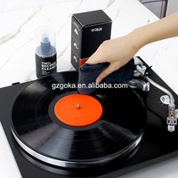 Ensemble de nettoyage pour tourne-disque vinyle 3 en 1 Nettoyant en spray pour disque Protecteur d'étiquettes en silicone Chiffon de nettoyage en microfibre