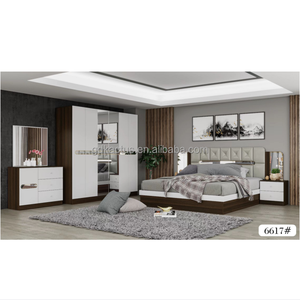 Conjunto de muebles de lujo para el dormitorio, Set de 5 piezas de diseño moderno elegante de Jordan, cristal, barato, tamaño King, con espejo, tamaño king - Product Image 1