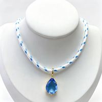 Collier en cordon tressé avec pendentif en cristal en forme de larme SongYi, collier en corde fait main multicolore pour femmes, bijoux pour tous les jours, fête, cadeau
