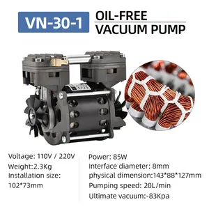 Mini Negative Pressure Twin Piston Oil Free Vacuum Pump 85W Low Noise And High Flow For Laboratory Medical Beauty Equipment