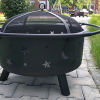 Grosir karton kayu baja disesuaikan Modern Tianjin luar ruangan Corten baja besi lubang api panggangan Bbq 120mm dilapisi bubuk 760*500mm