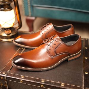 Zapatos de Cuero para Hombre de Primavera, Versátiles, Casuales, Tipo Derby, con Punta Cuadrada, para Negocios, para Viajar al Trabajo, con Puntera Ancha - Product Image 6