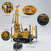 Foreuse de puits d'eau portable hydraulique intégrale diesel à entraînement par le haut, haute performance, pour forage rapide jusqu'à 280 m de profondeur