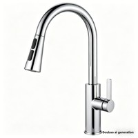 Robinet de cuisine de luxe en laiton massif, finition or brossé, monocommande, douchette haute à double mode, montage sur comptoir, pour hôtels et restaurants
