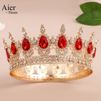 Couronne baroque ronde Aierflorist en alliage électroplaqué avec strass en quartz transparent pour bouquet d'anniversaire ou gâteau