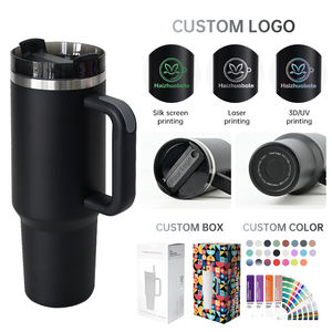 Mug de voyage personnalisé 40 oz en acier inoxydable isolé sous vide avec poignée et paille - Product Image 4