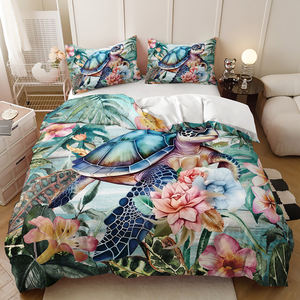 Impression 3D <span class=keywords><strong>monde</strong></span> sous-marin tortues de mer ensemble de literie en gros polyester housse de couette personnalisable - Product Image 4