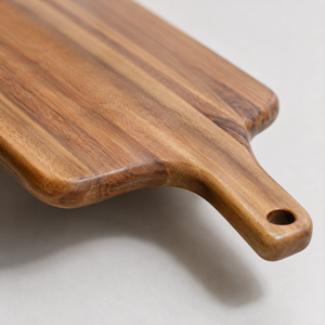 Tabla de cortar de <span class=keywords><strong>madera</strong></span> de acacia con mango, disponible en stock local en EE. UU., sin personalización, para el hogar, restaurantes, cocinas, carne, verduras y frutas. - Product Image 5