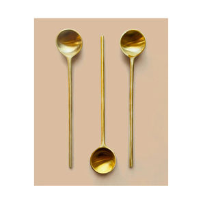 Cuillère en laiton de haute qualité avec un design tendance, plaquée or, polissage miroir, cuillère durable faite à la main pour la table à manger, utilisée par les exportateurs - Product Image 1