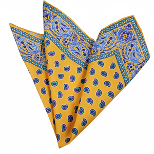 Pochette de costume personnalisée jaune et bleu foncé 30*30cm pour homme adulte - Product Image 2