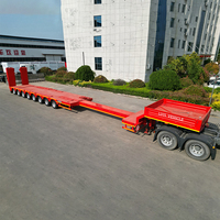 Semi-remorque surbaissée LUYI 17,5 m, 100 tonnes, 8 essieux, suspension pneumatique, 8 verrous à torsion, avec section extensible de 8 m