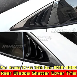 For Honda Civic 10th Gen 2016-2020 Body Kit Car Side Rear <b>Window</b> Louver Shutter <b>Cover</b> Matte Black Sport Style Car Accessories - Product Image 1