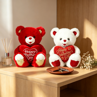 Ours en peluche tenant un cœur, ours en peluche pour la Saint-Valentin, jouet en peluche personnalisable, ours en peluche imprimé avec inscription d'amour, cadeau pour les amoureux, décoration