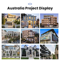 Porte-fenêtre en aluminium à rupture de pont thermique à double vitrage, profil moderne 6063-T5, norme australienne AS2047, villa de luxe française