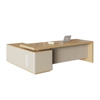 Ensemble de bureau de direction moderne : Chaise de bureau et table de direction, style luxe léger, finition laquée, PVC