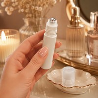 Weiße Roll-On-Flasche mit transparentem Deckel, 10 ml, Kunststoff, 19 mm x 90 mm, kleine Menge