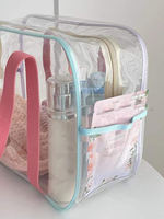 Sac de plage en PVC transparent imperméable à grande capacité avec poignée portable personnalisée, sac à main pour cosmétiques, lavage pour bébé