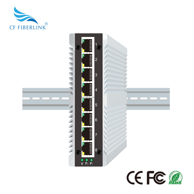 8-port 10/100/1000Mbps Gigabit Industrial Switch POE SNMP QoS VLAN Support 16Gbps Wide Range DC Input for Industrial Network