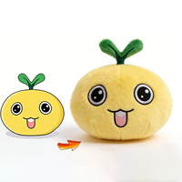 UYEAH Op maat gemaakte kleine gele ronde schattige cartoon knuffel van katoenen pluche, anime zacht pluche oranje fruitfiguur pop met aangepast logo