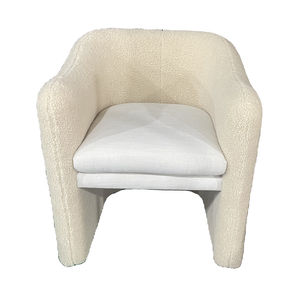 Sillón Blanco de Lujo, Sillón Individual Tapizado Tipo Teddy para Cafetería, Sillón para Biblioteca - Product Image 1