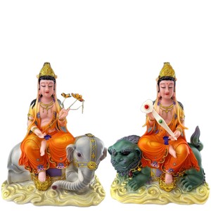 Estatuas <span class=keywords><strong>de</strong></span> <span class=keywords><strong>Buda</strong></span> Sentado Manjushri Samantabhadra, Adornos Decorativos, Tres Santos del Sutra Avatamsaka, Material <span class=keywords><strong>de</strong></span> Resina, Origen China - Product Image 1