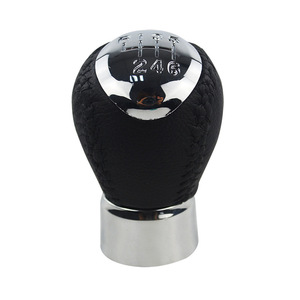 Poyracing Leather Gear <b>Shift</b> <b>Knob</b> 6-Speed Polished Chrome For Mazda 3 5 6 - Product Image 2