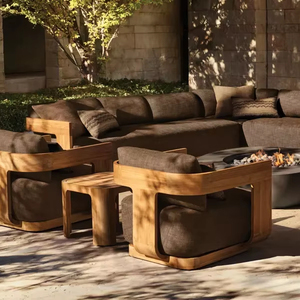 Mobilier <span class=keywords><strong>de</strong></span> <span class=keywords><strong>Jardin</strong></span> <span class=keywords><strong>de</strong></span> Luxe <span class=keywords><strong>Design</strong></span>, Salon Modulaire d'Angle Moderne en Teck pour Extérieur - Product Image 1
