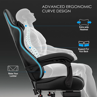 Chaise de jeu noire et blanche avec accoudoirs réglables, repose-pieds en cuir PU OEM, support lombaire, chaise PC inclinable pour la maison et le bureau