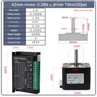 42 Set Motor Stepper torsi tinggi 0,28 N, Motor Stepper 42 bygh34 + TB6600 Driver Motor 4A