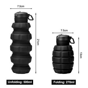 Nhà Máy Bán buôn có thể gập lại 500ml LỰU ĐẠN Shape Silicone chai nước Silicone Thể Thao chai nước - Product Image 3