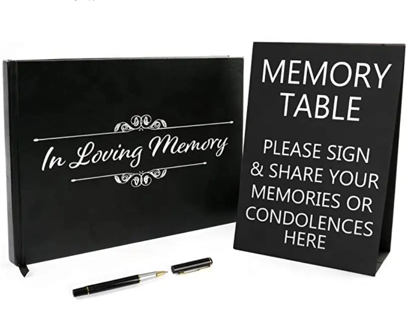 הלוויה אורח ספר זיכרון אורח ספר לזכר אוהב 10.2x7.8 ''באורח ספר כסף מובלט עור מפוצל כיסוי