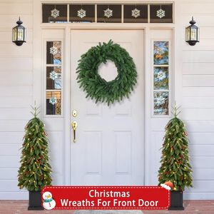 High Quality 60CM Artificial PVC <b>Christmas</b> Wreaths for Door Decorations Eco-Friendly & Fireproof Indoor Home Decor - Product Image 4