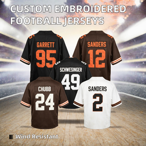 เสื้อฟุตบอลแบบกำหนดเองของคลีฟแลนด์ บราวน์สแขนสั้นสำหรับผู้ชาย โพลีเอสเตอร์ 100% ระบายความชื้นได้ดี พิมพ์หมายเลขทีม - Product Image 2