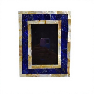 Handmade Resin Inlay <b>Photo</b> <b>Frame</b> with Mother Pearl Blue Decorative Tabletop <b>Frame</b> Portable Modern Design for Home Wedding Gift - Product Image 1