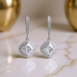 Pendientes de Diamantes Eve Primidas, Corte Princesa, Oro Blanco, Color D, Naturales, Certificados por GIA, Joyería de Boda, Estilo Clásico para Mujer - Product Image 2