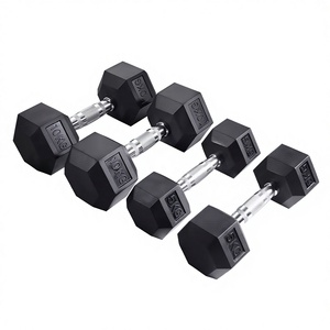 EIGFOH Hexagonal Rubber Coated Cast Iron <b>Dumbbell</b> <b>Adjustable</b> Anti-Slip Comfortable Handle Heavy Duty Arms Workout Home Strength - Product Image 1