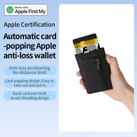 Localisateur GPS rechargeable certifié MFI pour iPhone iOS avec fonction Localiser, support portefeuille en cuir