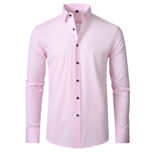 Camisa de hombre sin planchar, camisa básica de oficina de negocios, varios colores, tela de malla de mariposa, venta al por mayor - Product Image 4