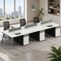 Ensemble de chaises de bureau pour personnel, mobilier de bureau moderne et minimaliste pour espace ouvert, avec tiroirs, rangement amovible, matériau PVC, librement combinable
