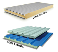 Panneau sandwich en mousse de polyuréthane, couleur RAL, classe d'incendie B2, surface PPGI, garantie 1 an, construction métallique moderne, bureau HCBY