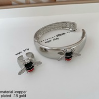 Nouveaux bracelets larges et épais en cuivre avec zircon cubique et émail en forme d'insecte, vente en gros, mode, bijoux fantaisie pour femmes et filles, cadeau de fête