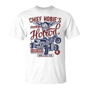 T-shirt haut de gamme Chief Hobie's Hotrod Classic Rides au design vieilli - Product Image 1