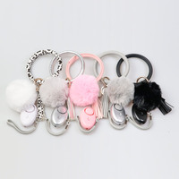 Porte-clés pompon en Silicone PU, alarme, auto-défense, avec pompon, vente en gros