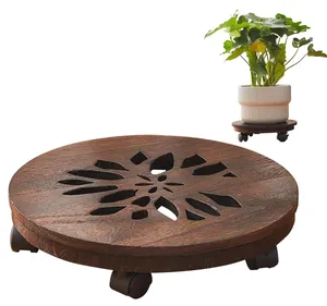Holzpflanzenständer Indoor mit verschließbaren Rädern Topfständer Rolling Pflanzenständer mit Caster Pflanzenpuppe mit Rädern