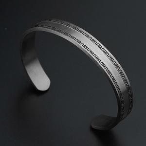 Jewelry Set Vintage Thai Silver Open Cuff Bracelet for <b>Men</b> Retro Oxidized Fashion Jewelry Solid Geometric Carved <b>Bangle</b> Ring - Product Image 3