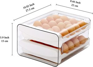 Vassoio portauova in plastica a 2 livelli con coperchio Organizer per uova per frigorifero scatola portaoggetti per uova a cassetto a 40 griglie - Product Image 2