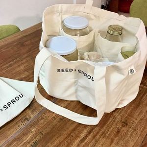 Bolso Tote de algodón blanco reutilizable de alta calidad con cremallera dentro del bolso - Product Image 1